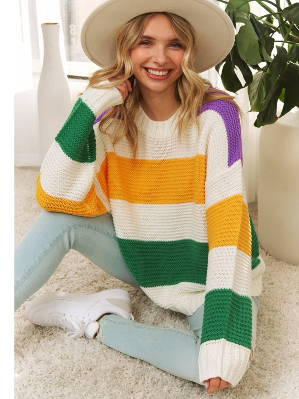 MARDI GRAS SWEATER BOUGHT FROM HEMLINE FITS S/XS